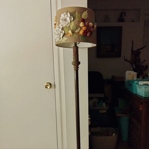 Beautiful Antique Metal Floor Lamp with Anthropologie Shade